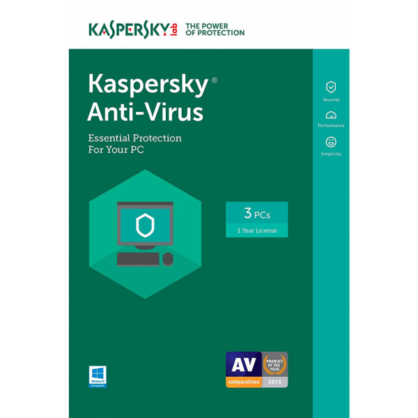 Kaspersky Anti-Virus 2019 - 1-Year / 3-PC - INT
