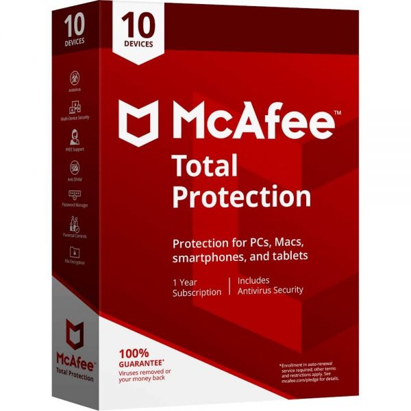 McAfee Total Protection - 1-Year / 10-PC - Global [KEYCODE]